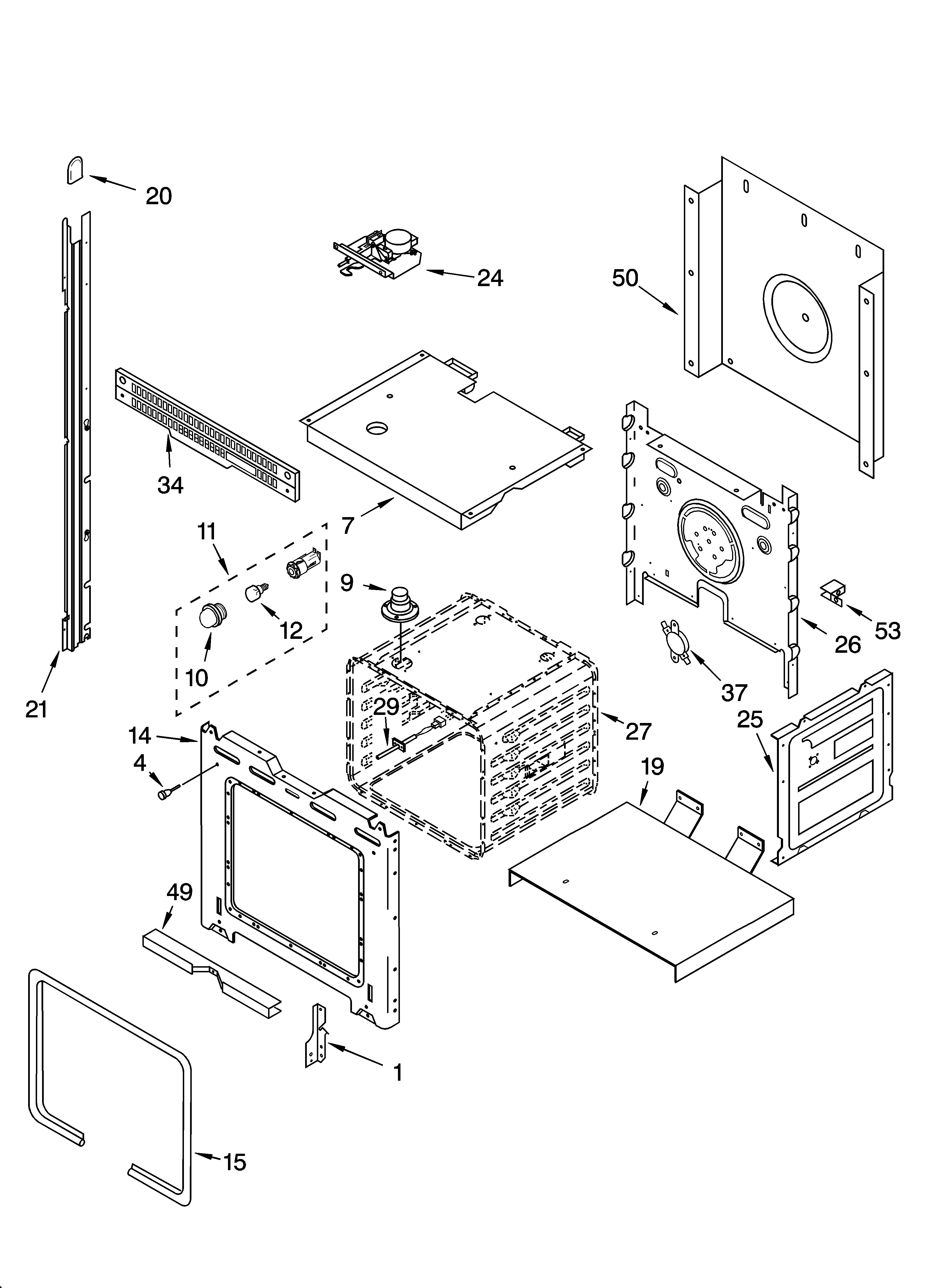 Upper oven parts
