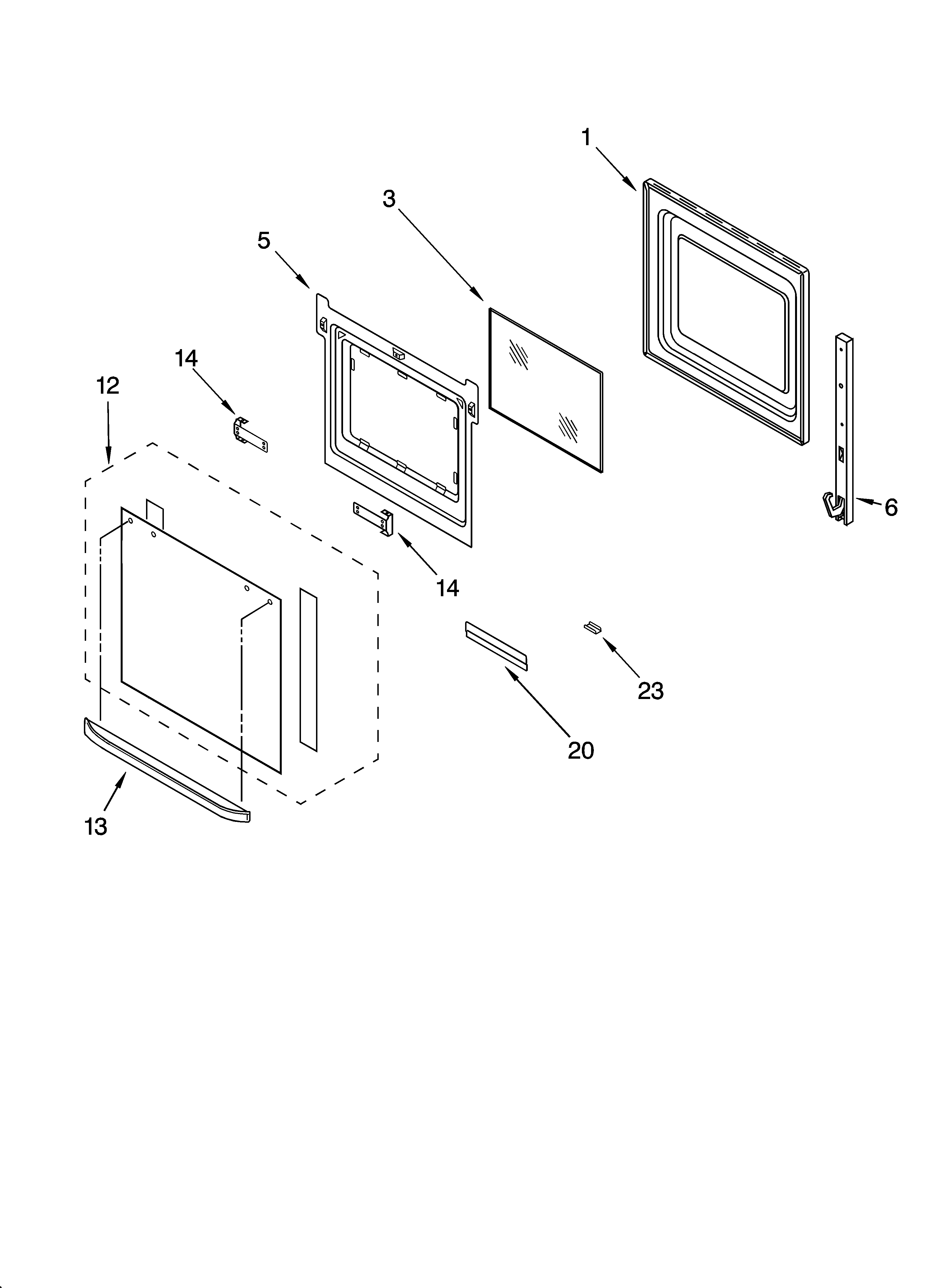 Lower oven door parts