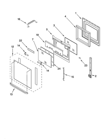Upper oven door parts