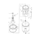 Whirlpool 7MLBR6103PQ0 agitator, basket and tub parts diagram