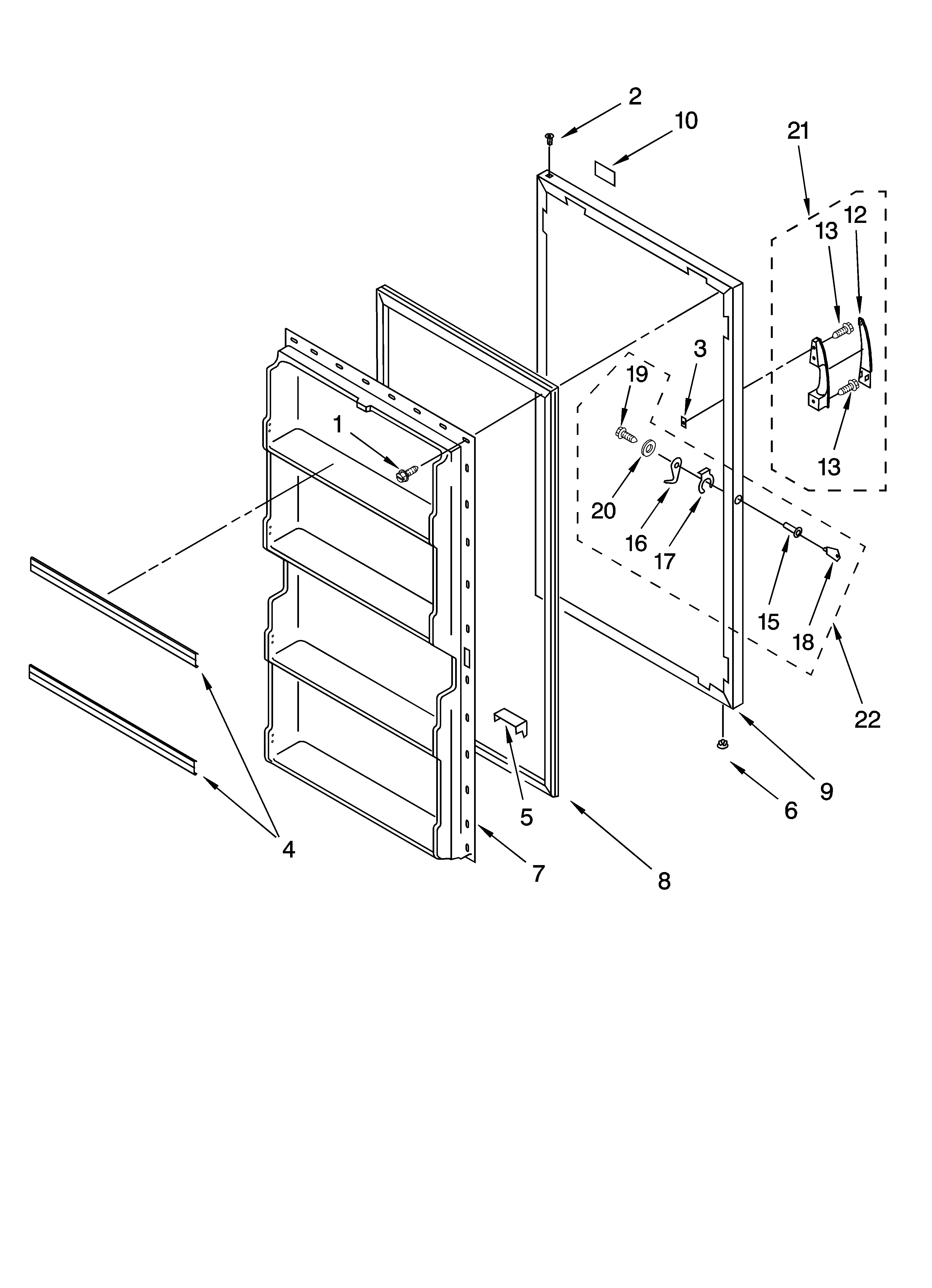 Door parts and parts not illustrated