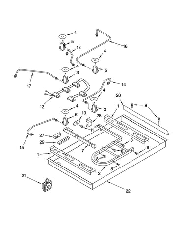 Burner box, gas valves, and switches, optional parts