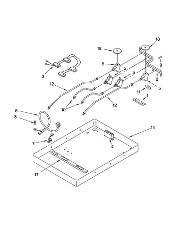 Burner box, gas valves, and switches