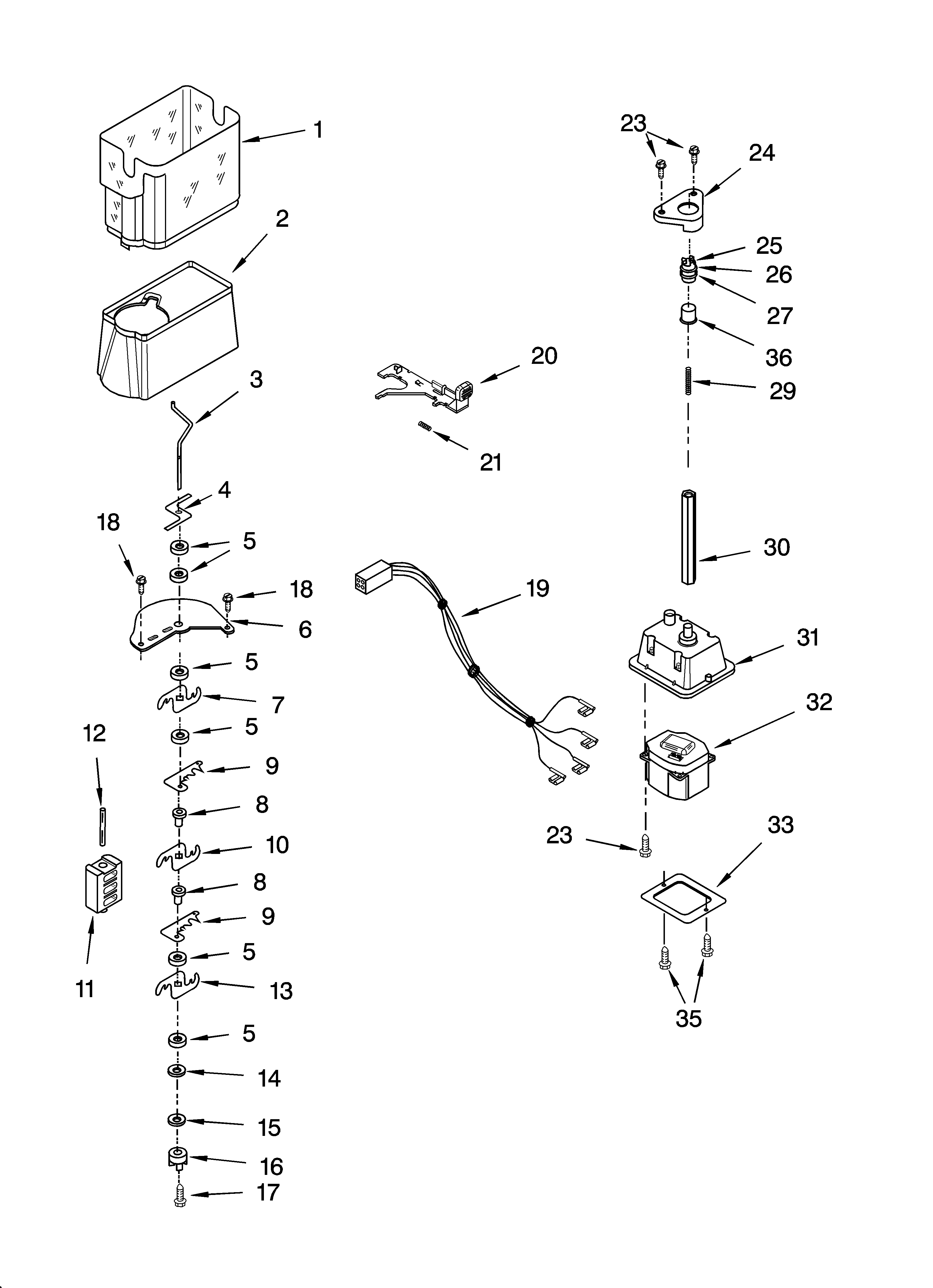 Motor and ice container parts