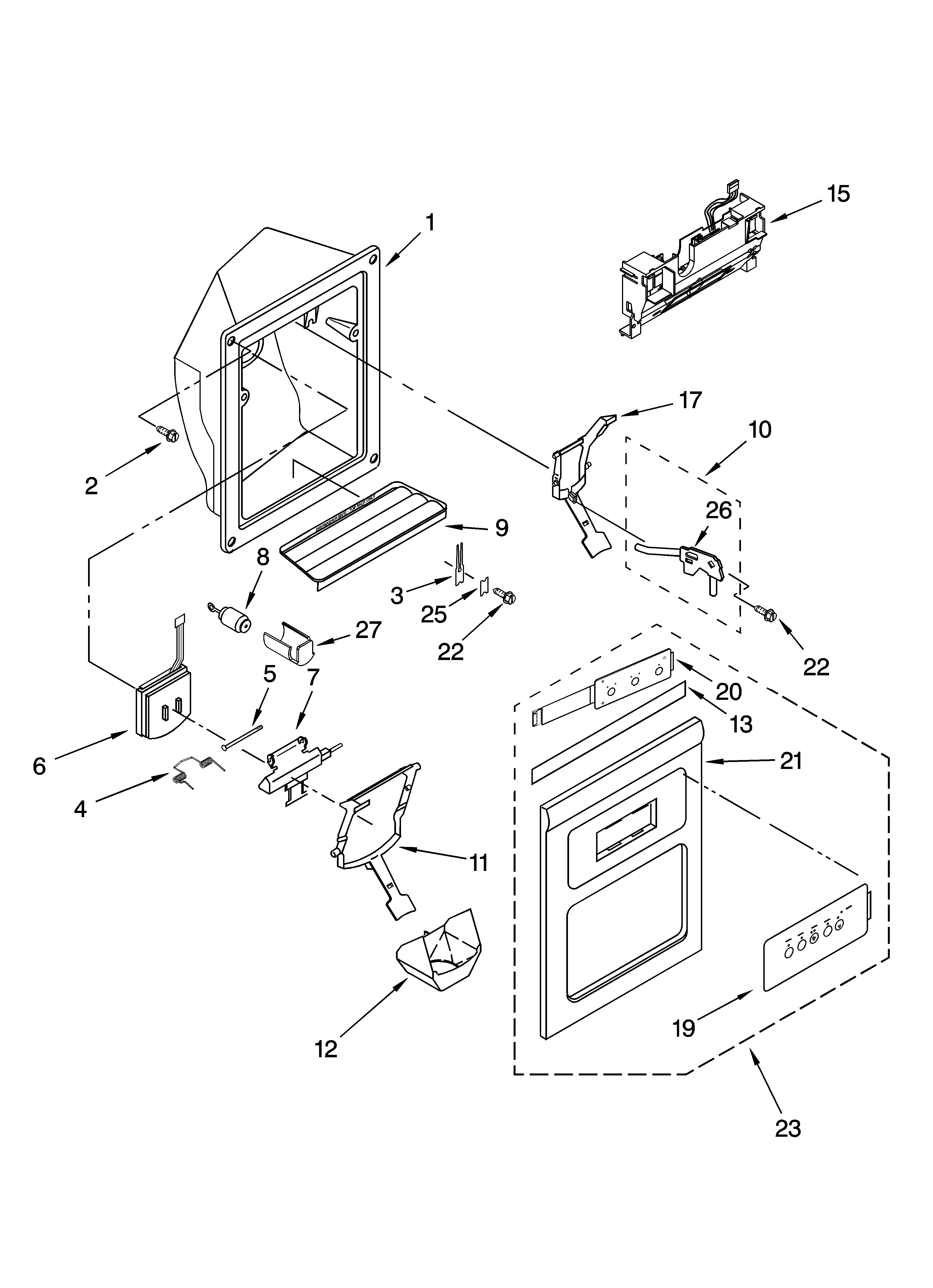 Dispenser front parts