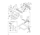 Whirlpool LEQ8621PG1 top and console parts diagram
