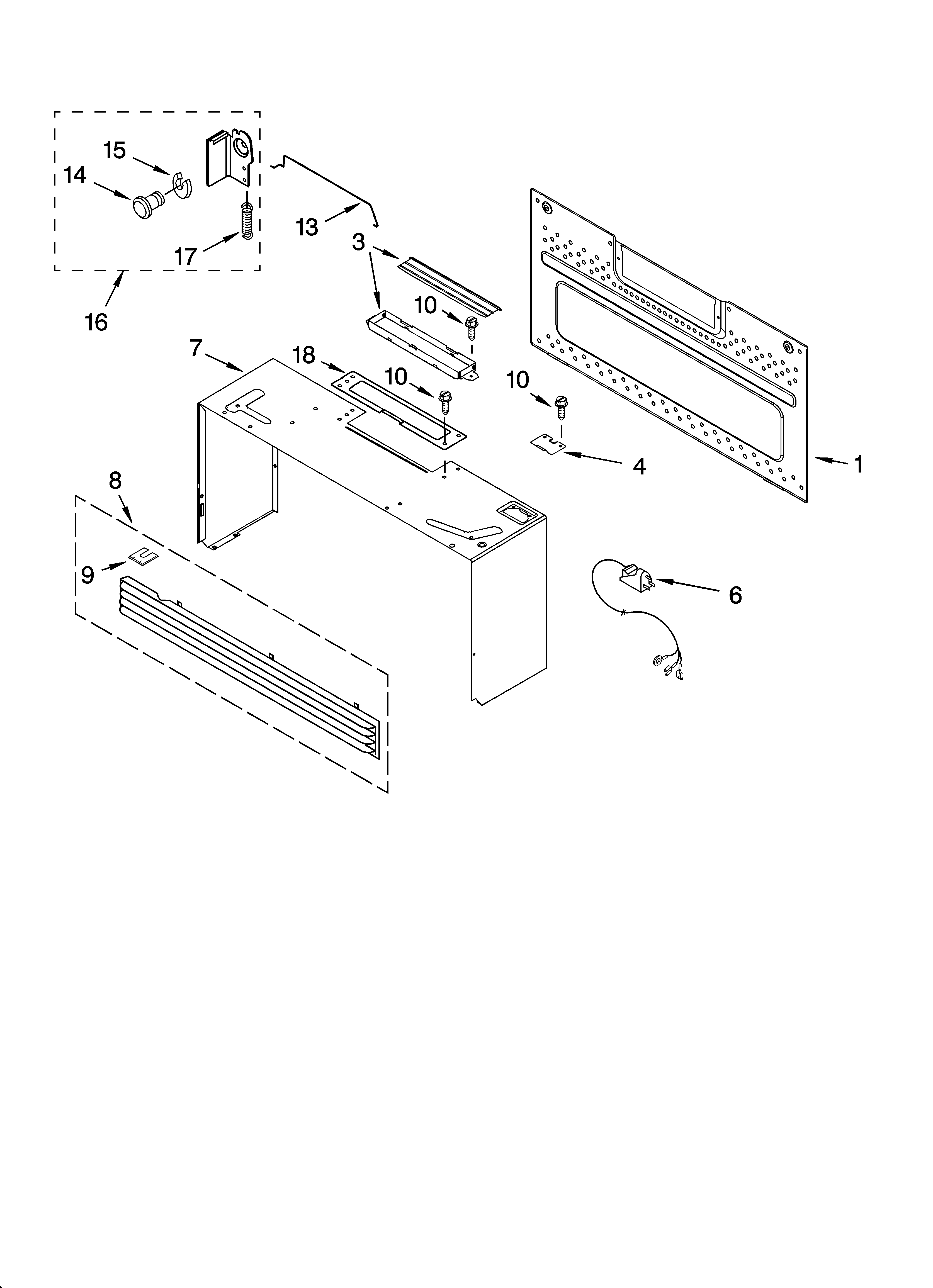 Cabinet and installation parts