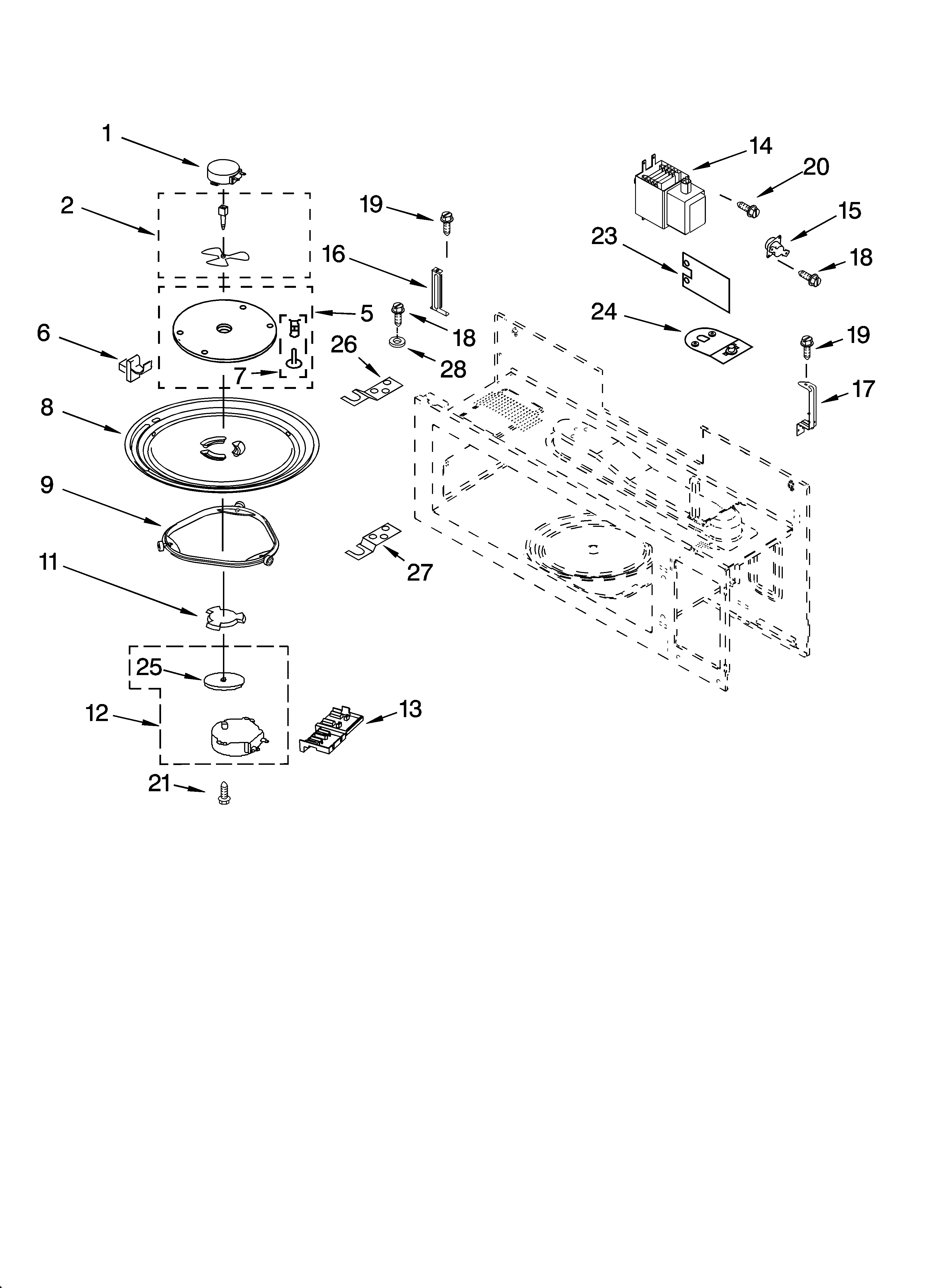 Magnetron and turntable parts