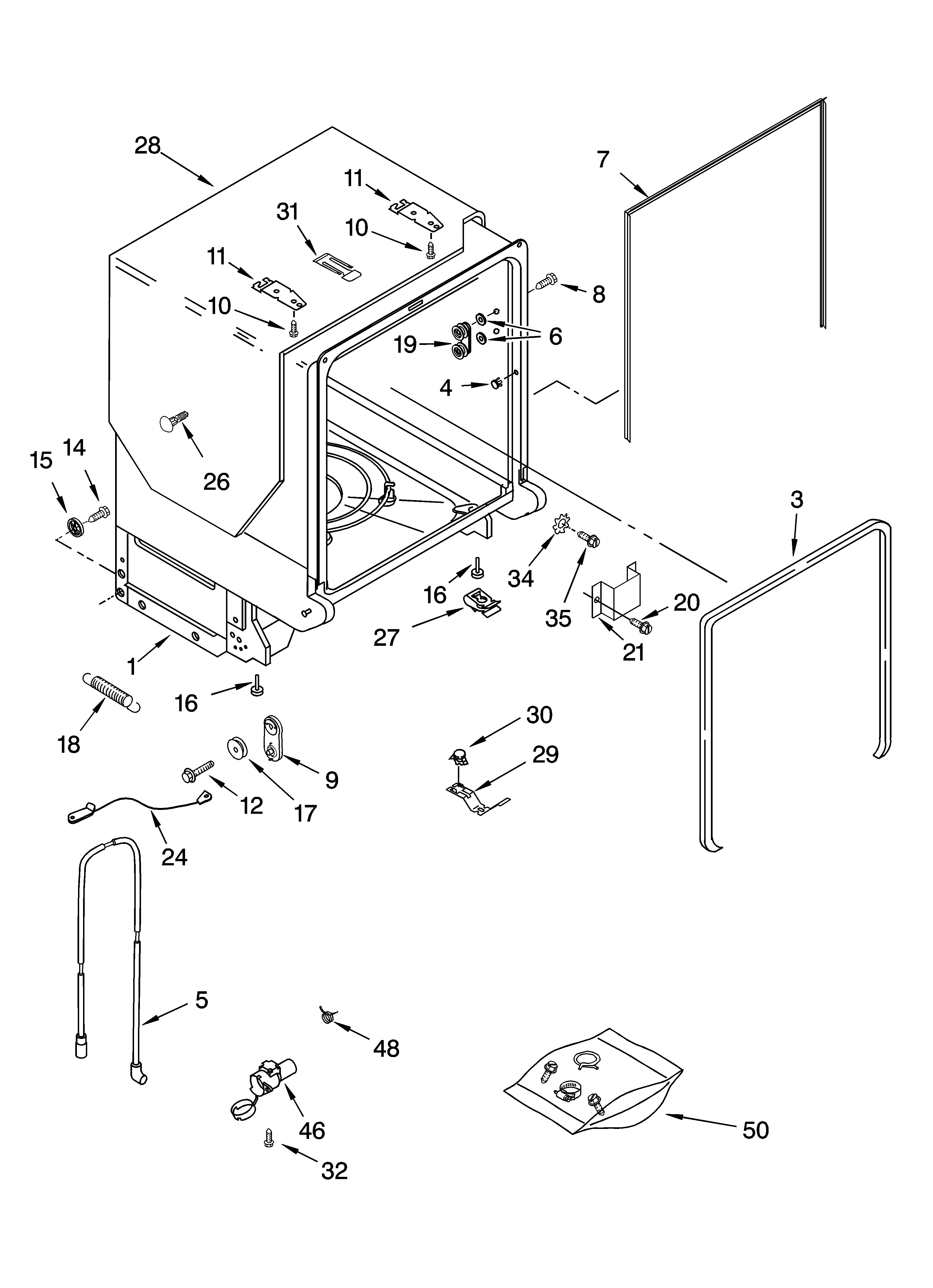 TUB AND FRAME PARTS