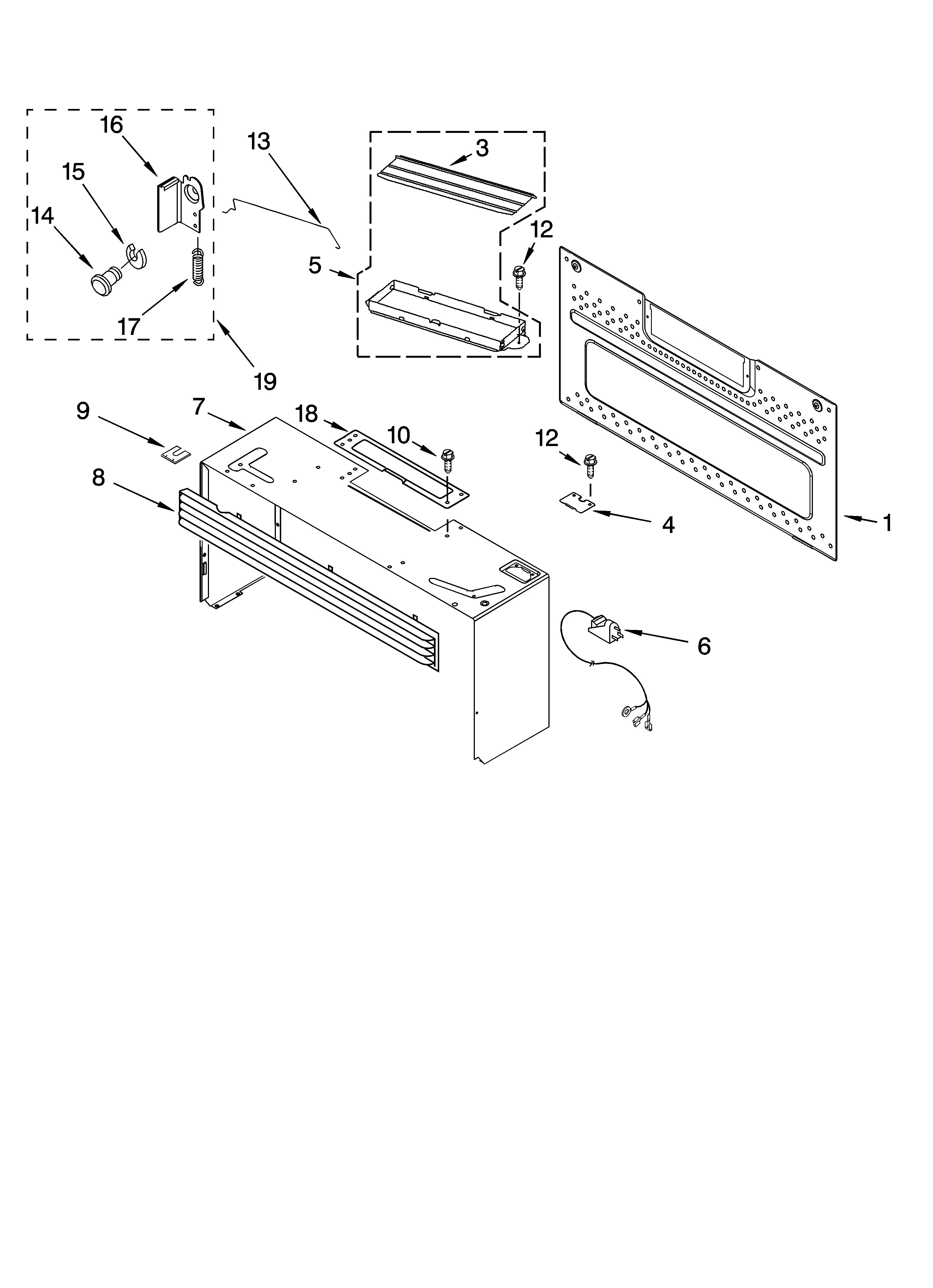 Cabinet and installation parts