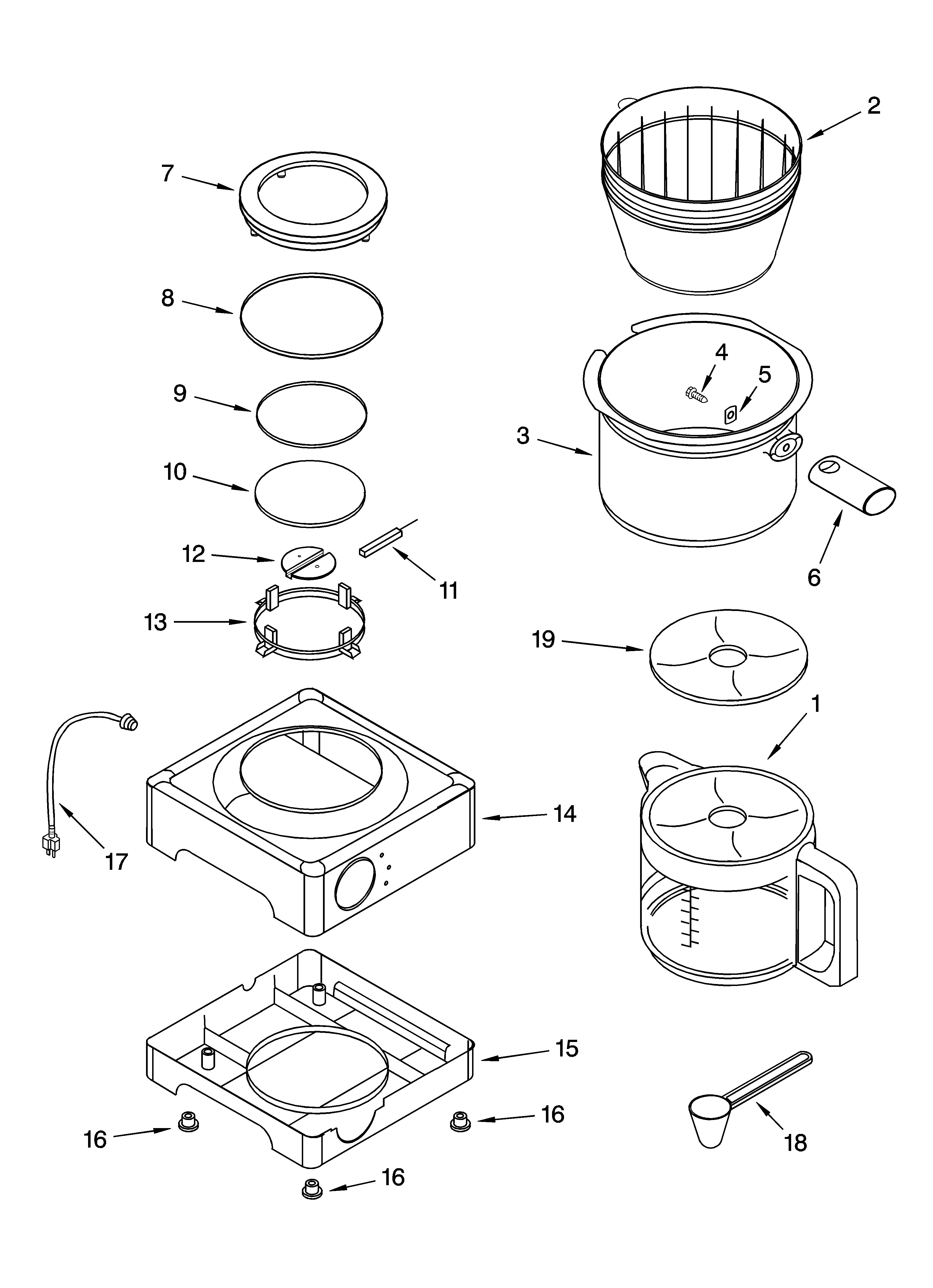Extra base and carafe parts
