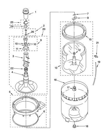 Agitator, basket and tub parts