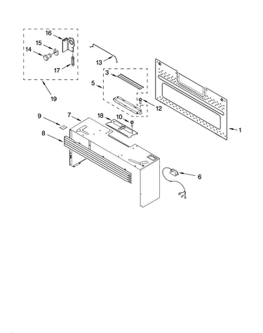 Cabinet and installation parts