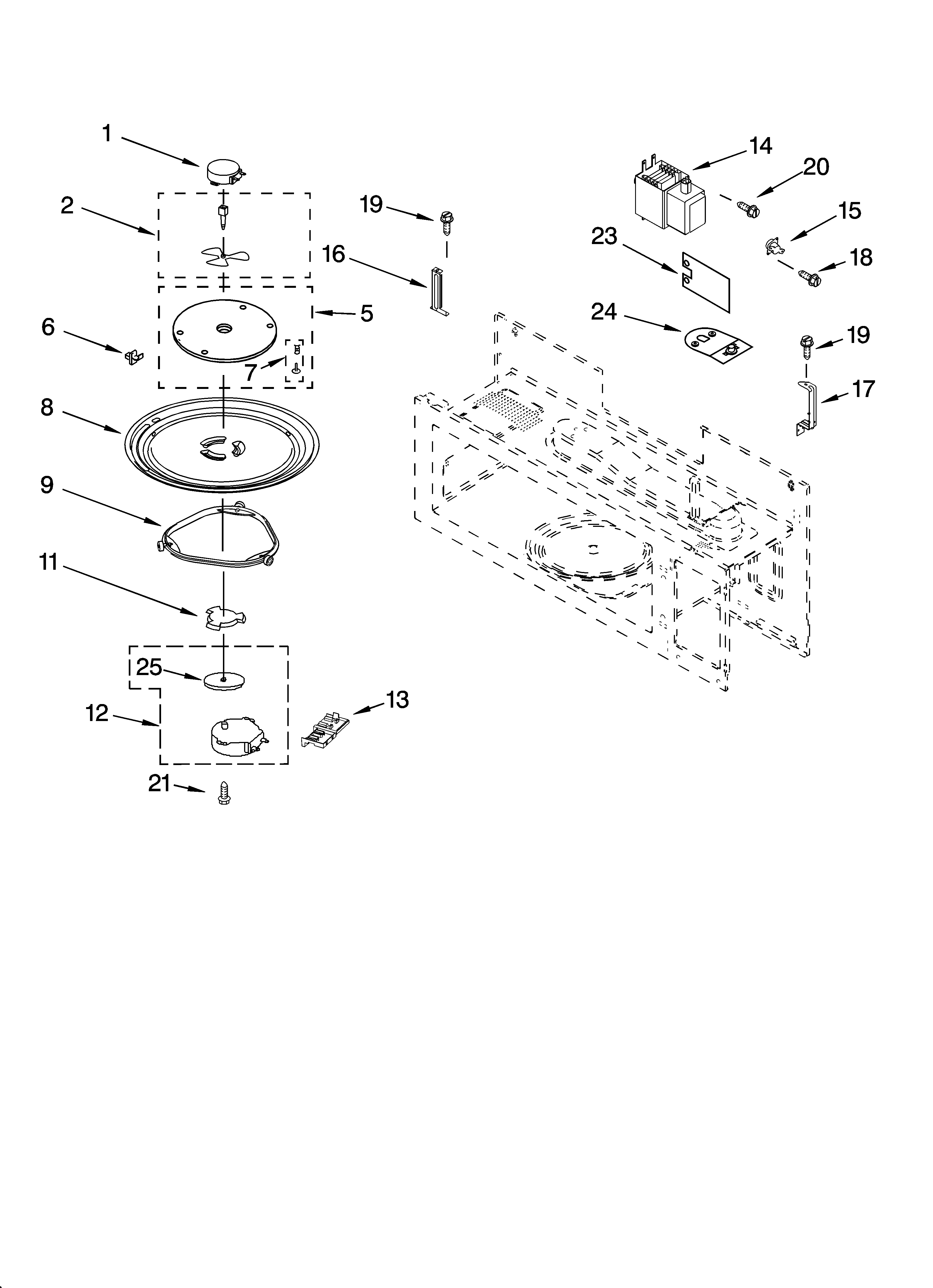 Magnetron and turntable parts
