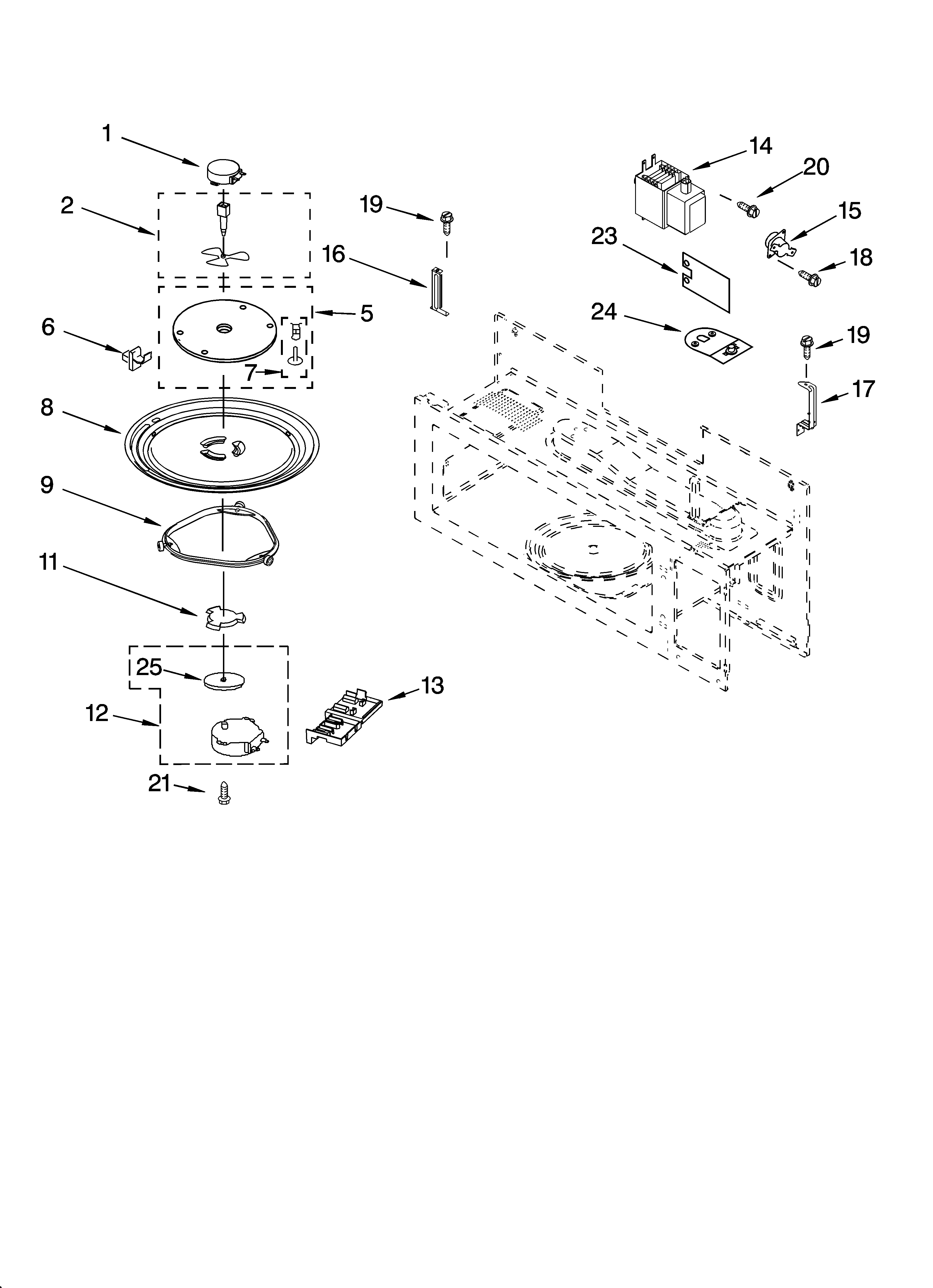 Magnetron and turntable parts