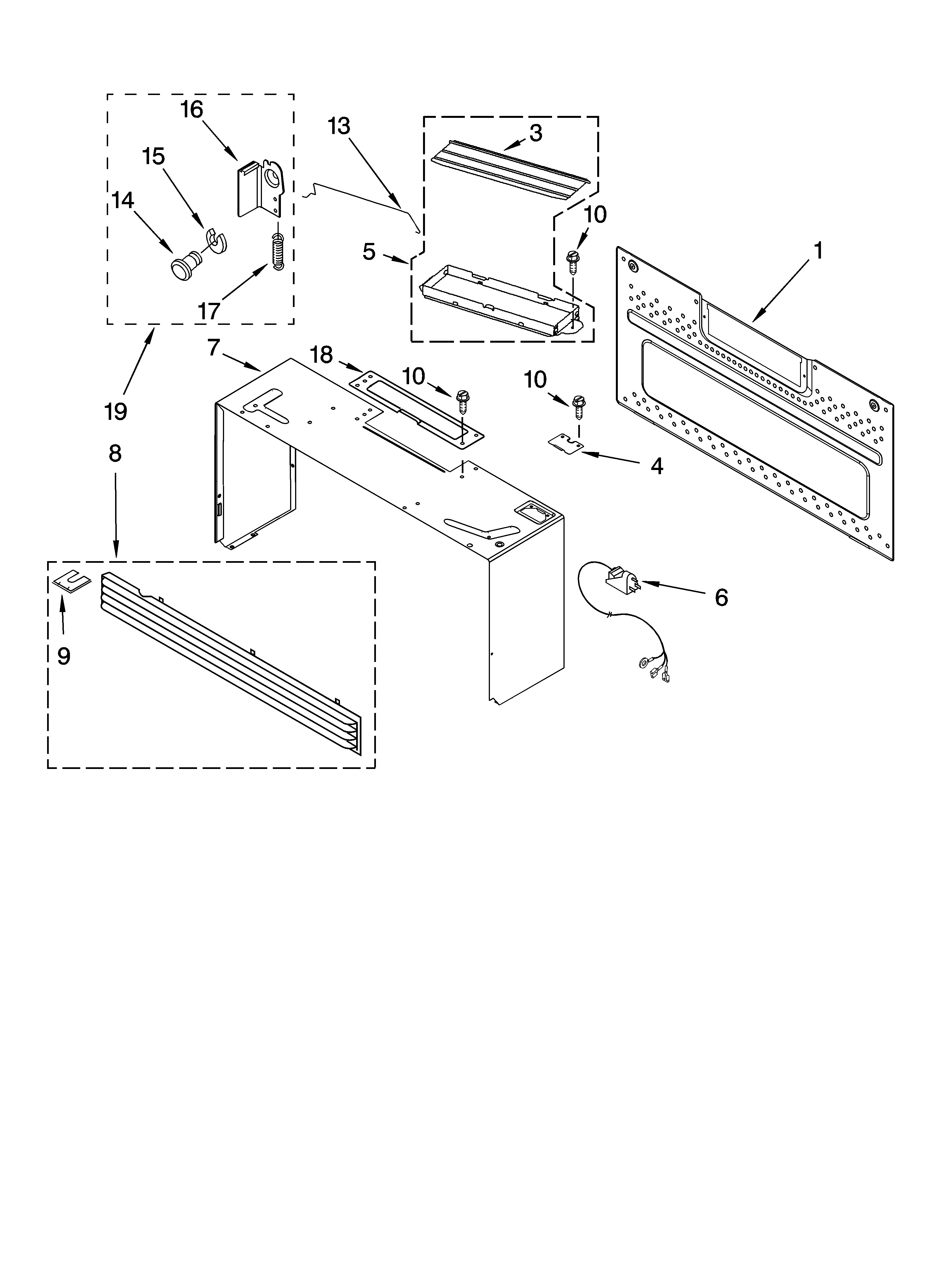 Cabinet and installation parts