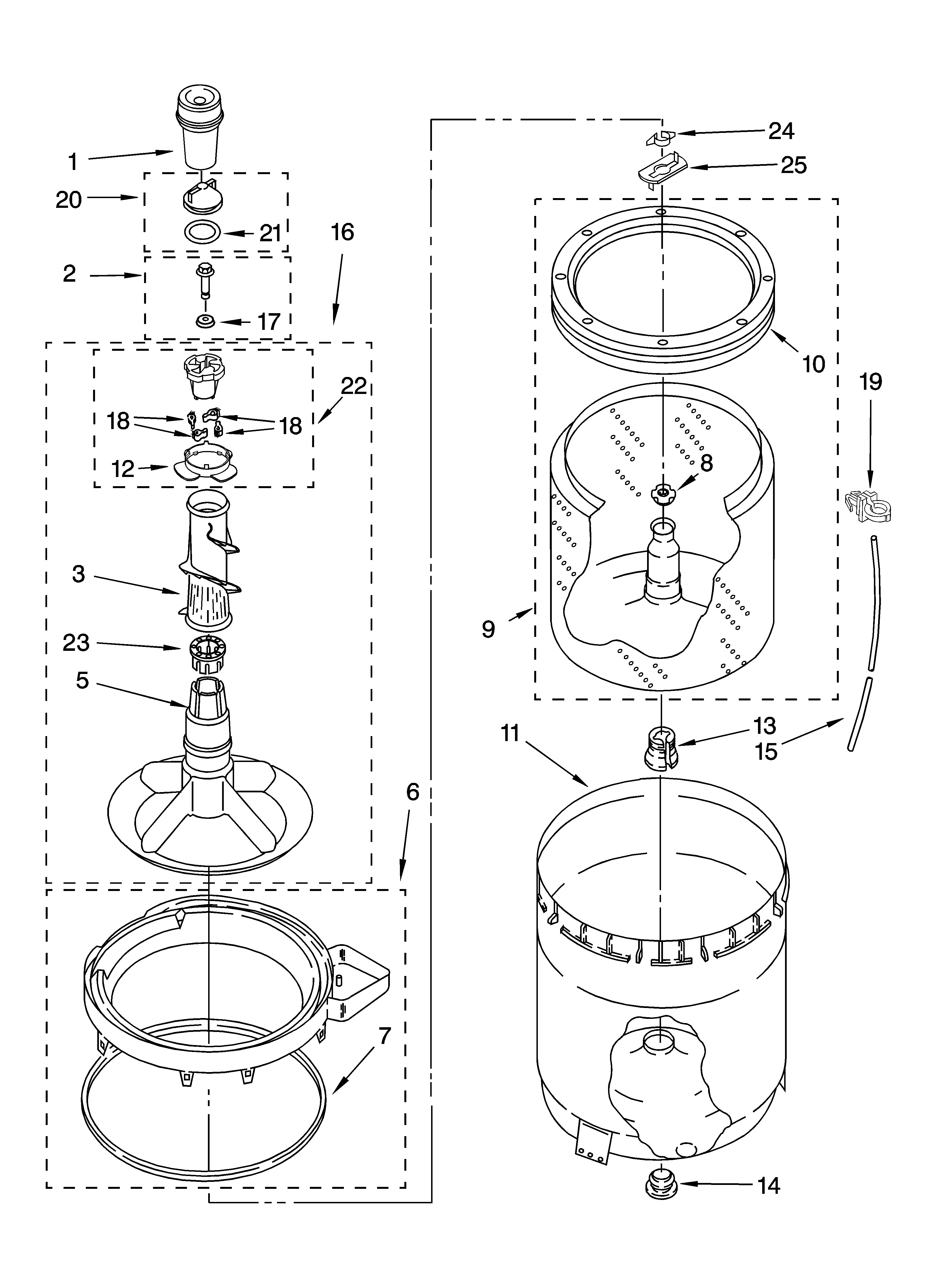 Agitator, basket and tub parts