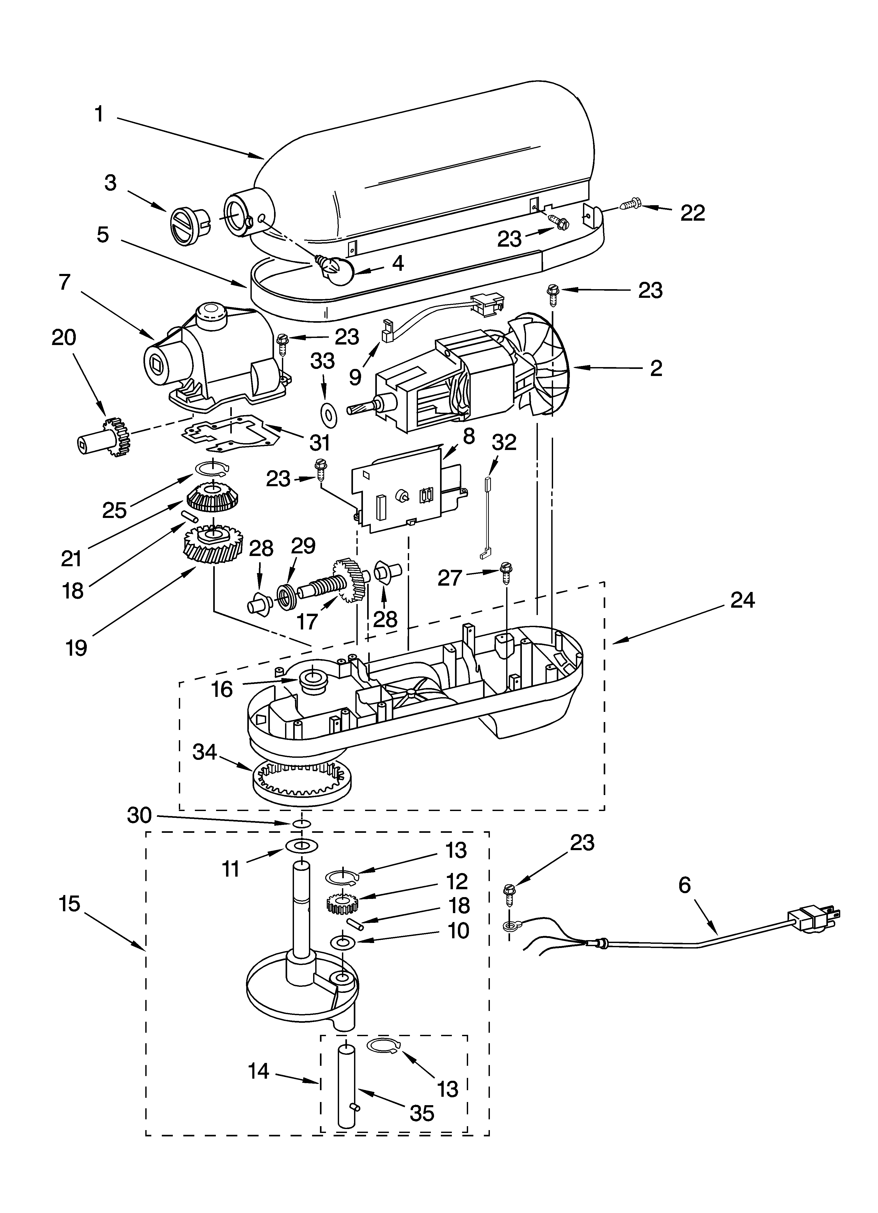 Case, gearing and planetary unit