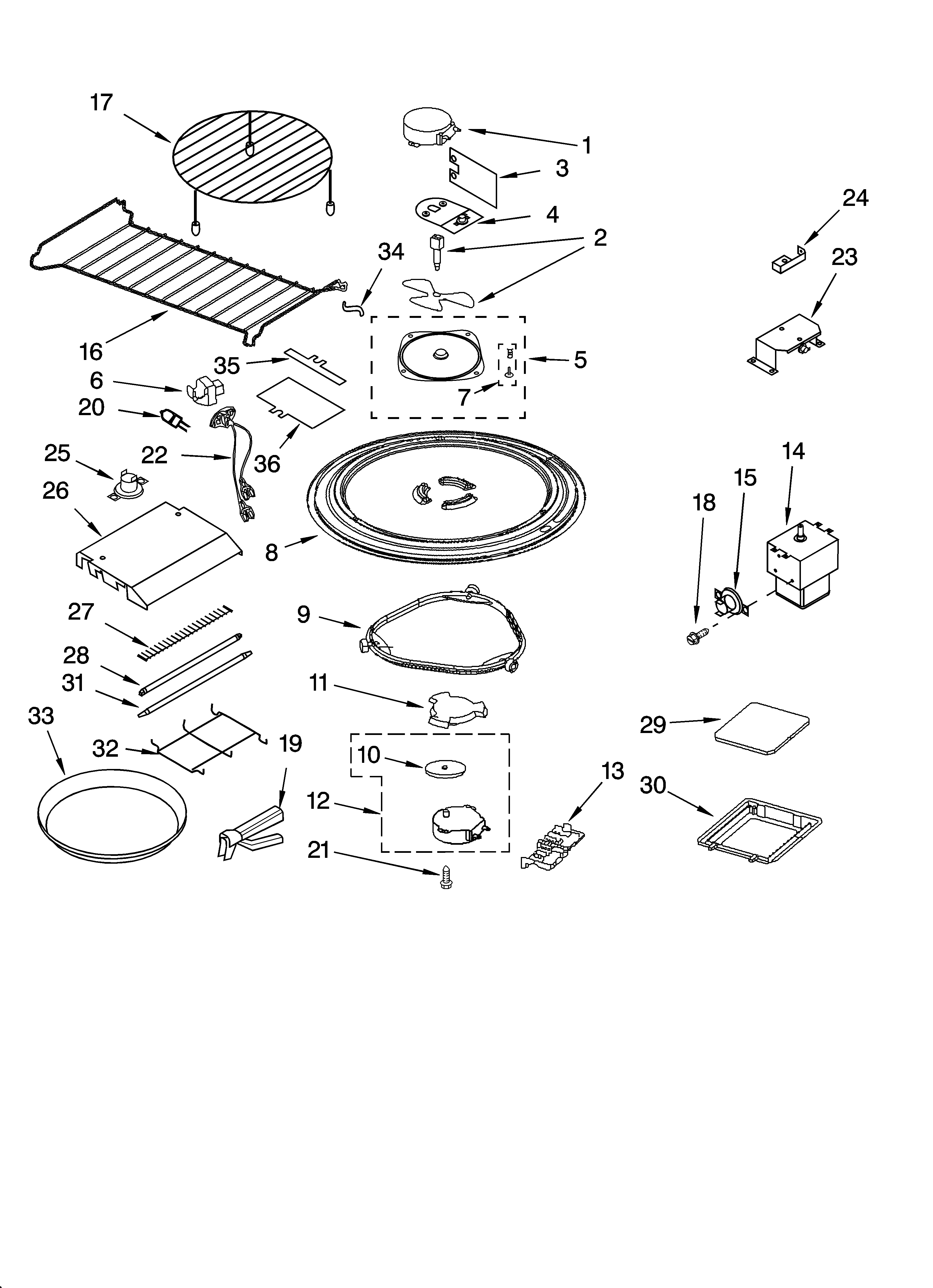 Magnetron and turntable parts