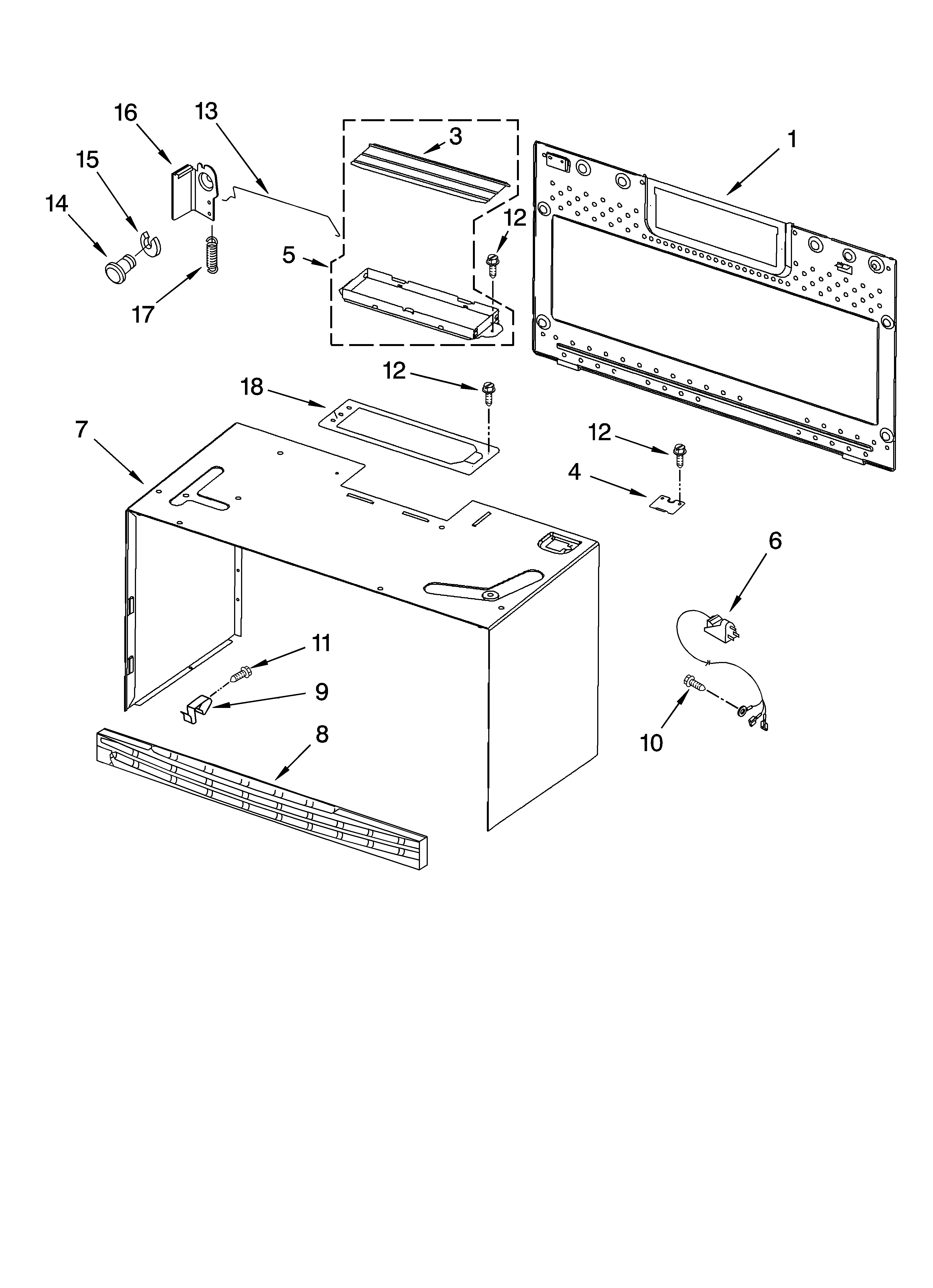 Cabinet and installation parts