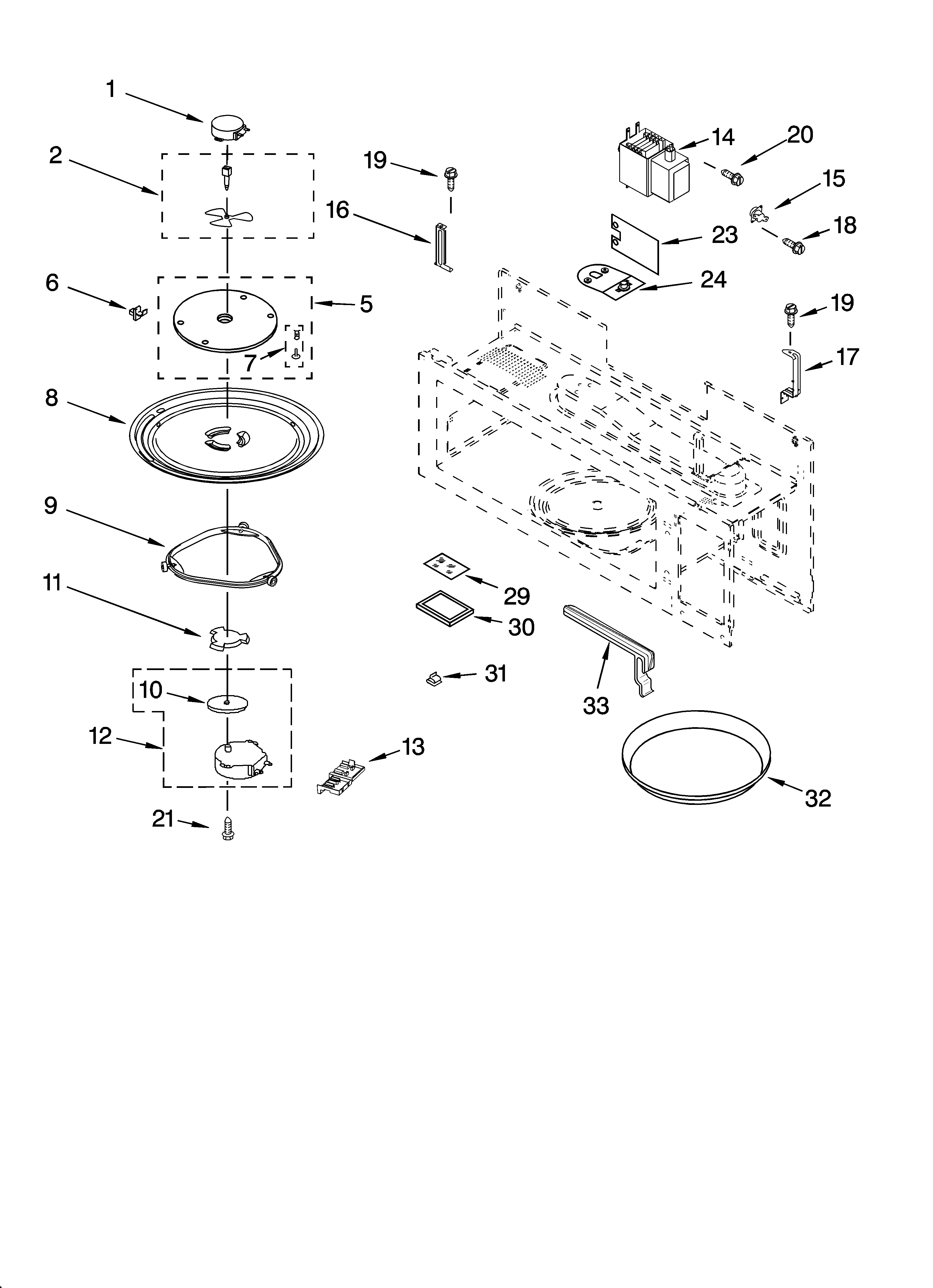 Magnetron and turntable parts