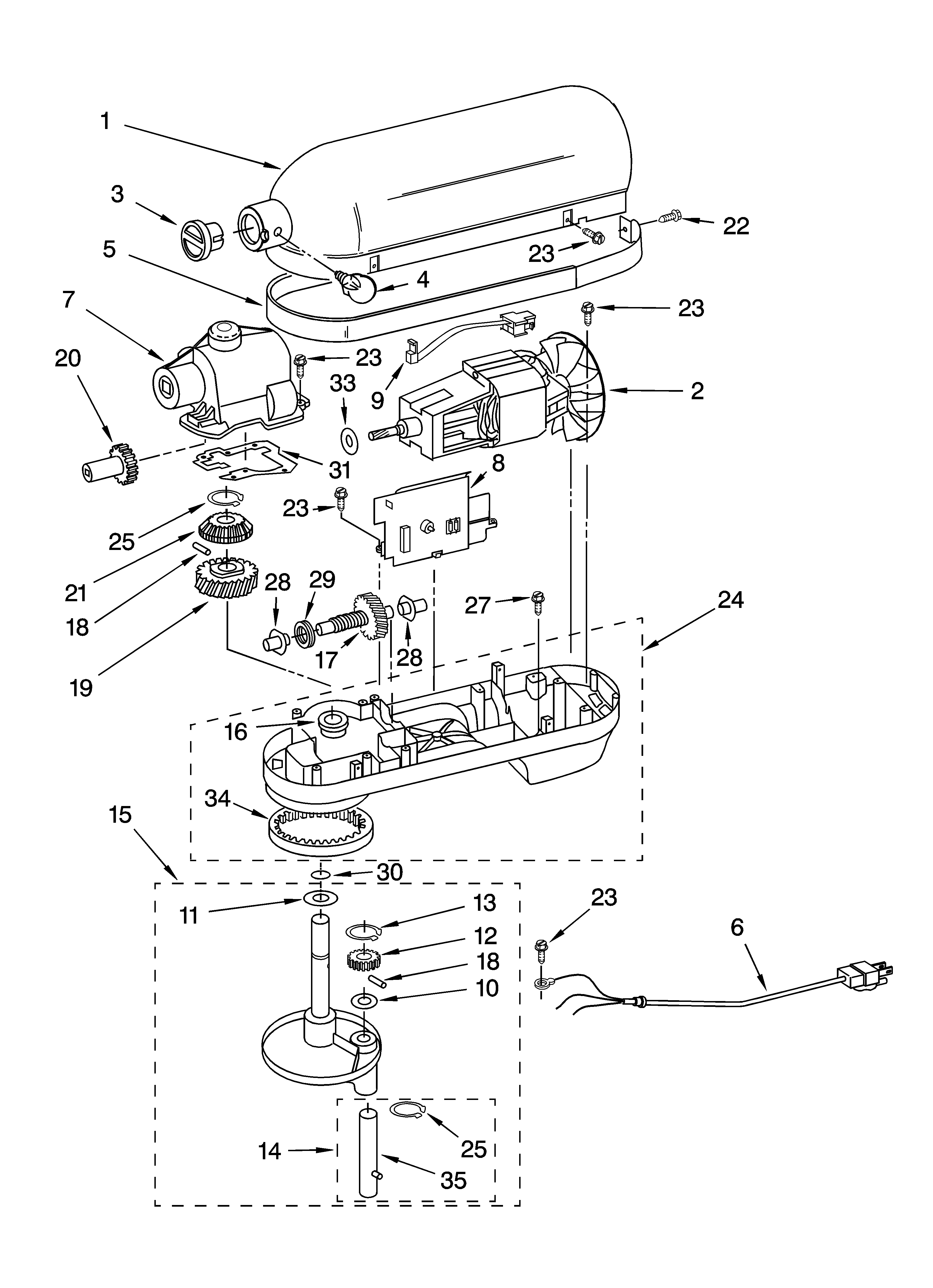 Case, gearing and planetary unit