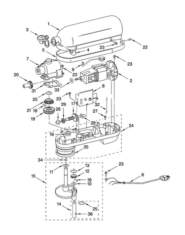 Case, gearing and planetary unit and accessory parts
