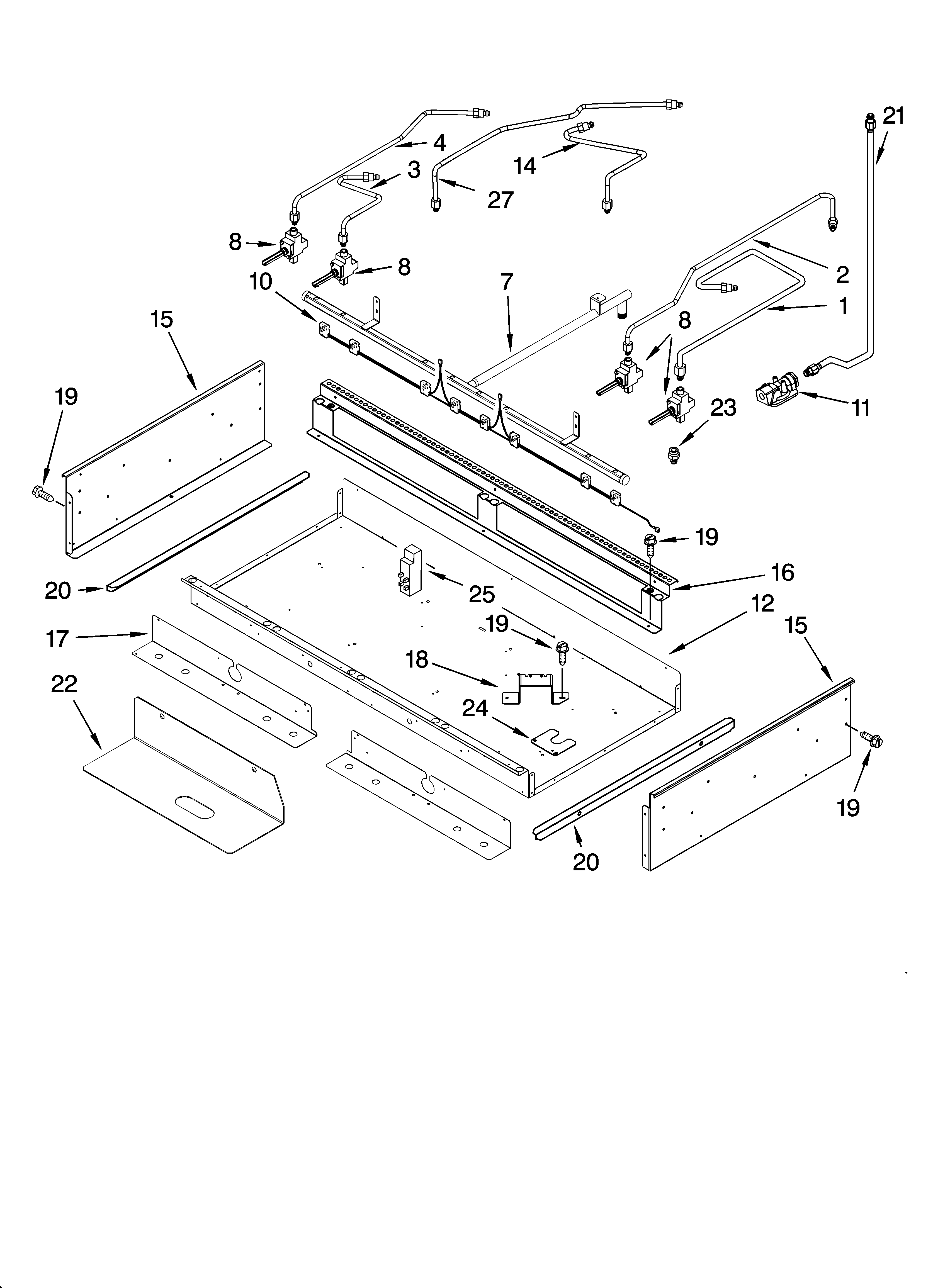 Burner box and manifold parts