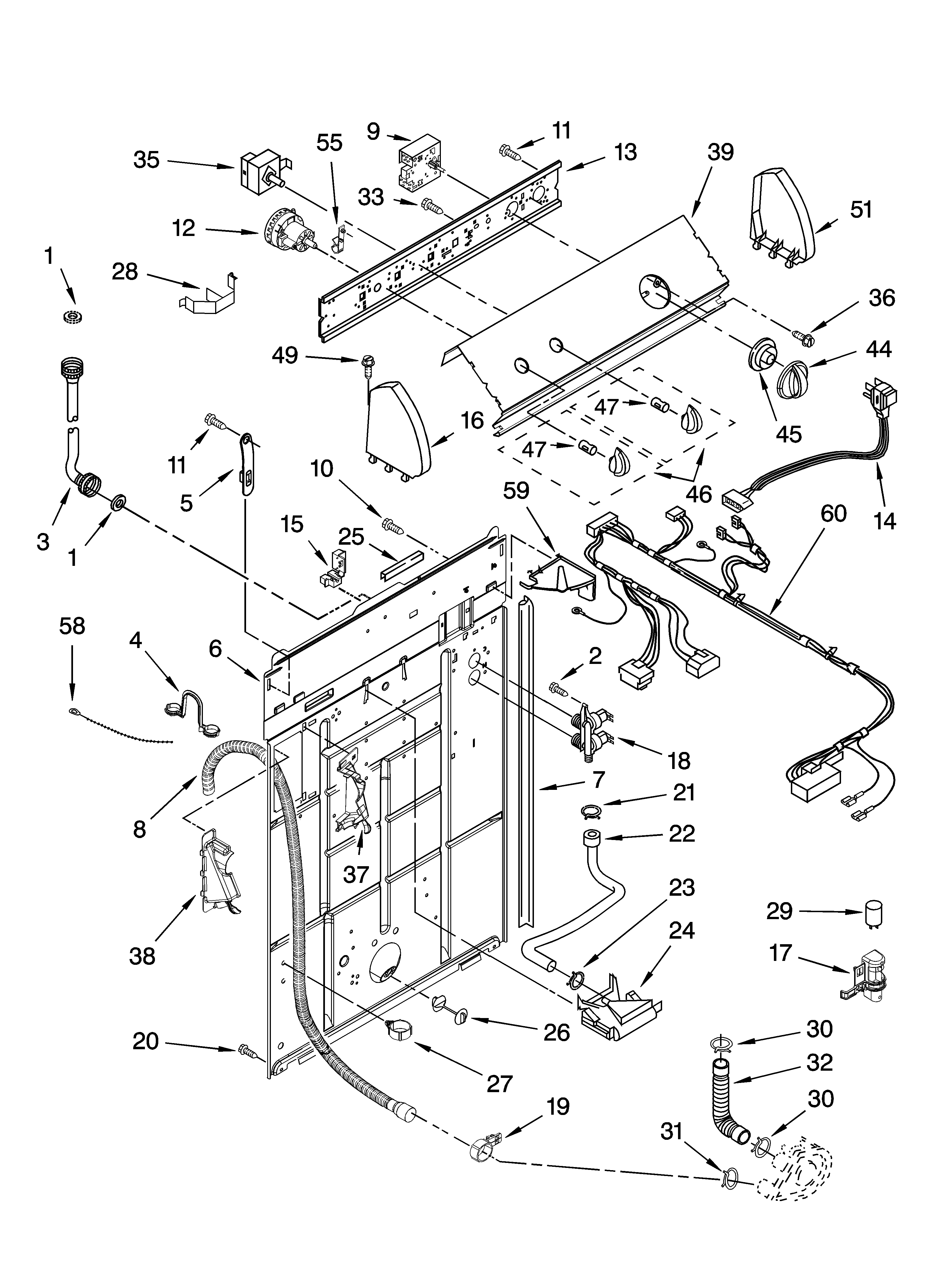 Controls and rear panel parts