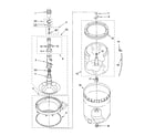 Whirlpool LSR8010PT1 agitator, basket and tub parts diagram