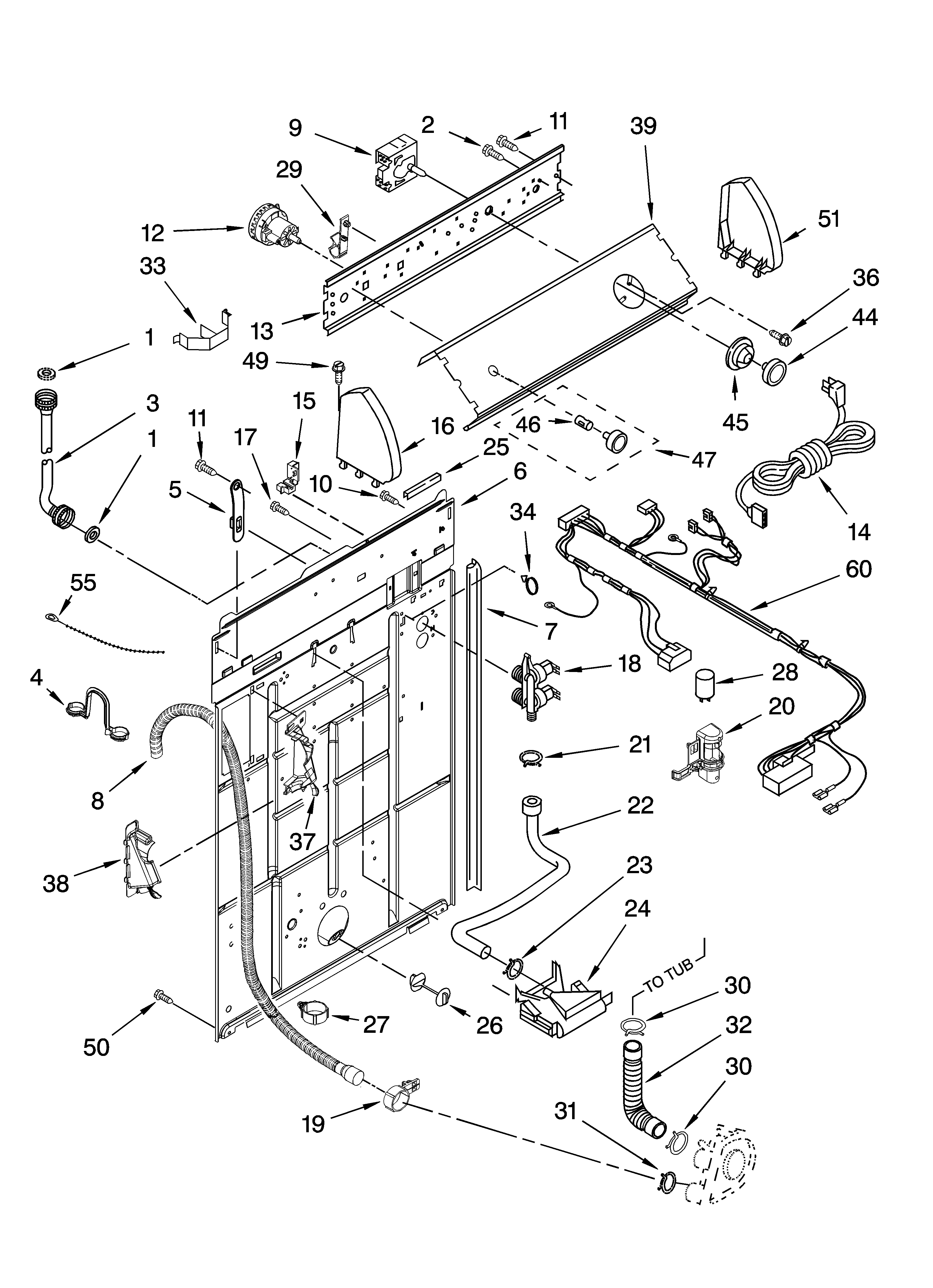 Control and rear panel parts