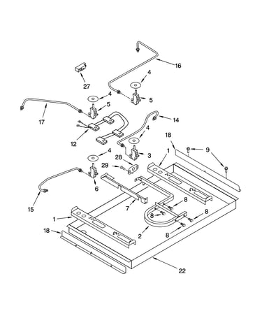 Burner box, gas valves, and switches, optional parts