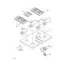 KitchenAid KGCC506RWW00 cooktop, burner and grate parts diagram