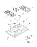 Cooktop, burner and grate parts