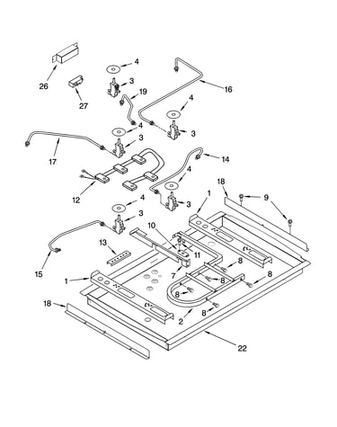 Burner box, gas valves, and switches, optional parts