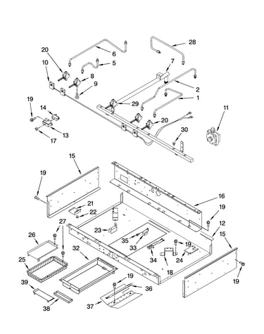Burner box, gas valves, and switches, optional parts