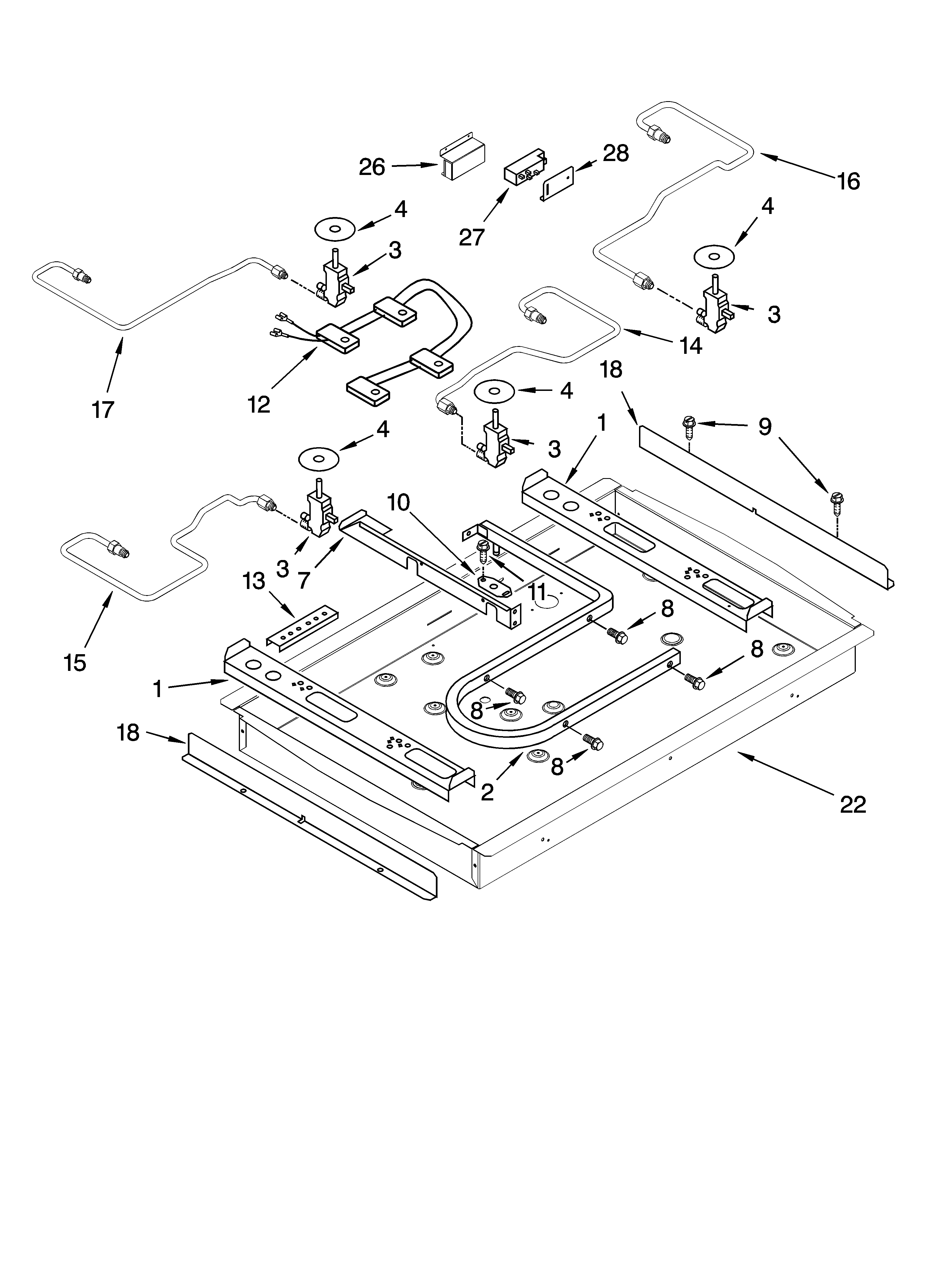 BURNER BOX, GAS VALVES, AND SWITCHES, OPTIONAL PARTS