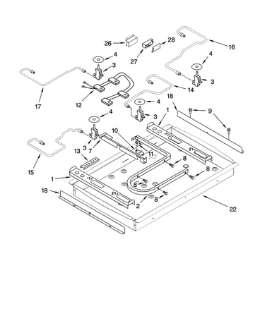 Burner box, gas valves, and switches, optional parts
