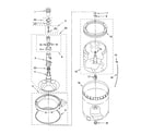 Whirlpool 1CLSR9434PT0 agitator, basket and tub parts diagram