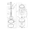 Whirlpool 1CLXR7244PT0 agitator, basket and tub parts diagram