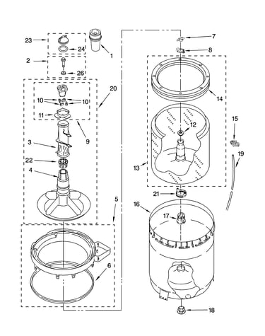 Agitator, basket and tub parts