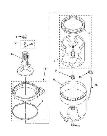 Agitator, basket and tub parts