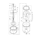 Whirlpool 7MLXR6133PQ0 agitator, basket and tub parts diagram