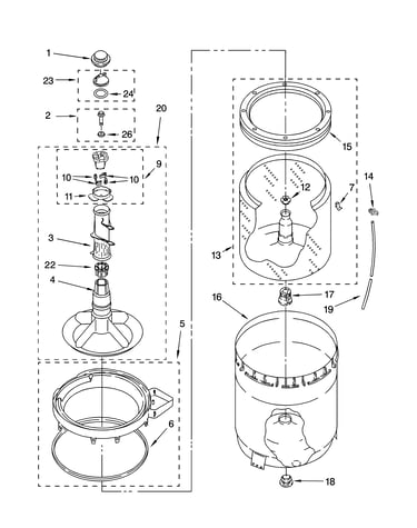 Agitator, basket and tub parts