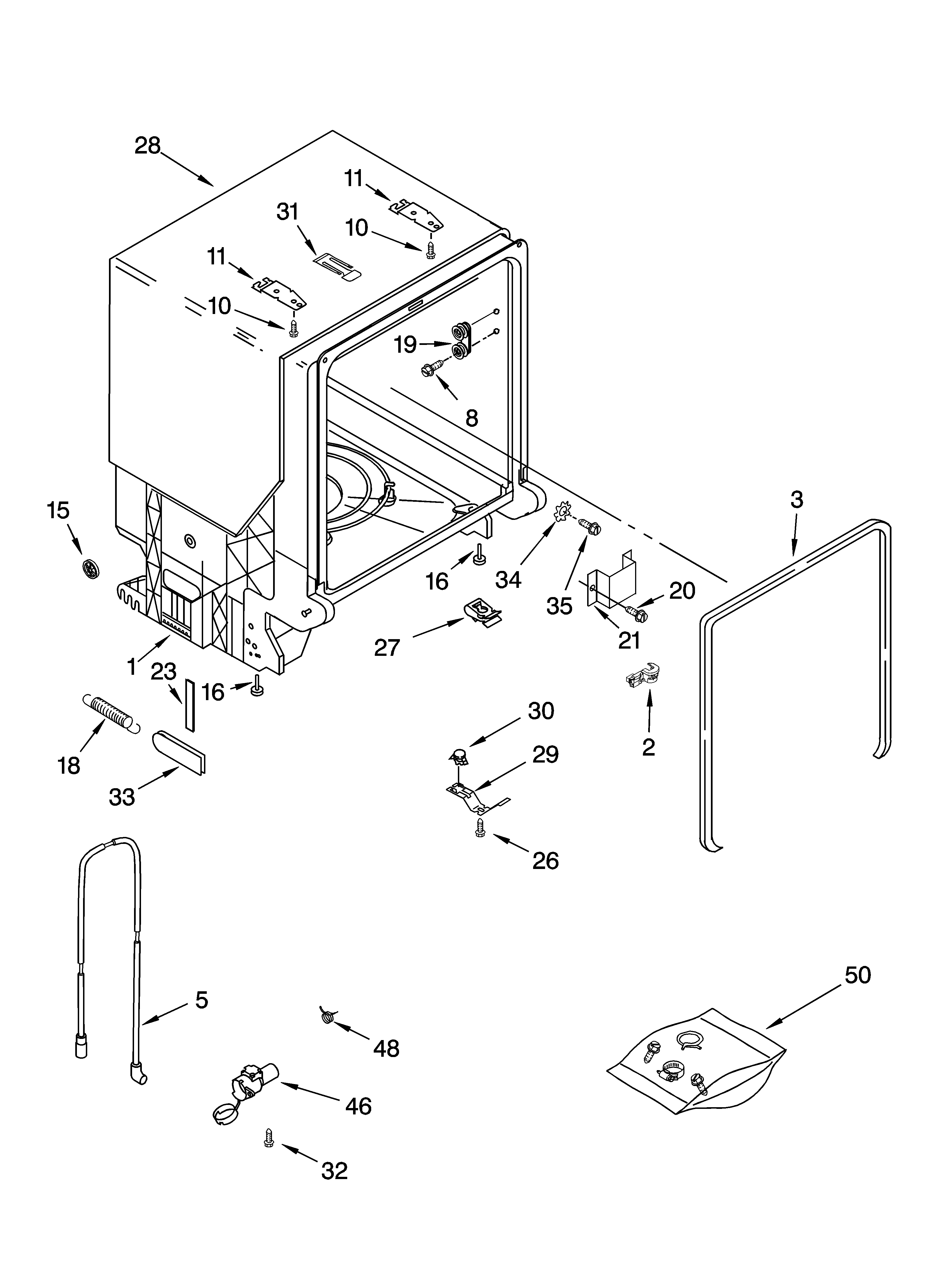 Tub and frame parts