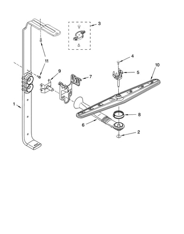 Upper wash and rinse parts