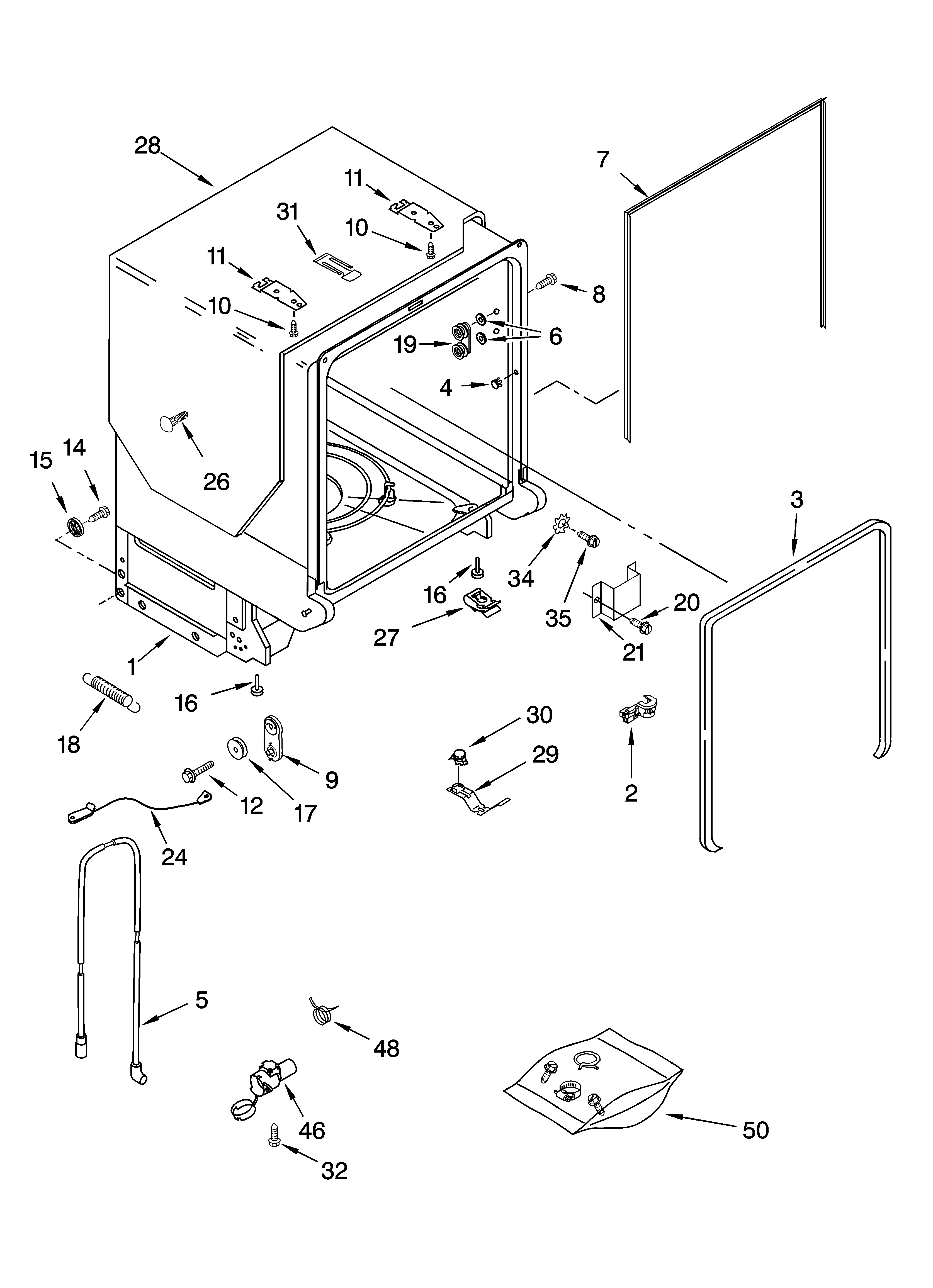 Tub and frame parts