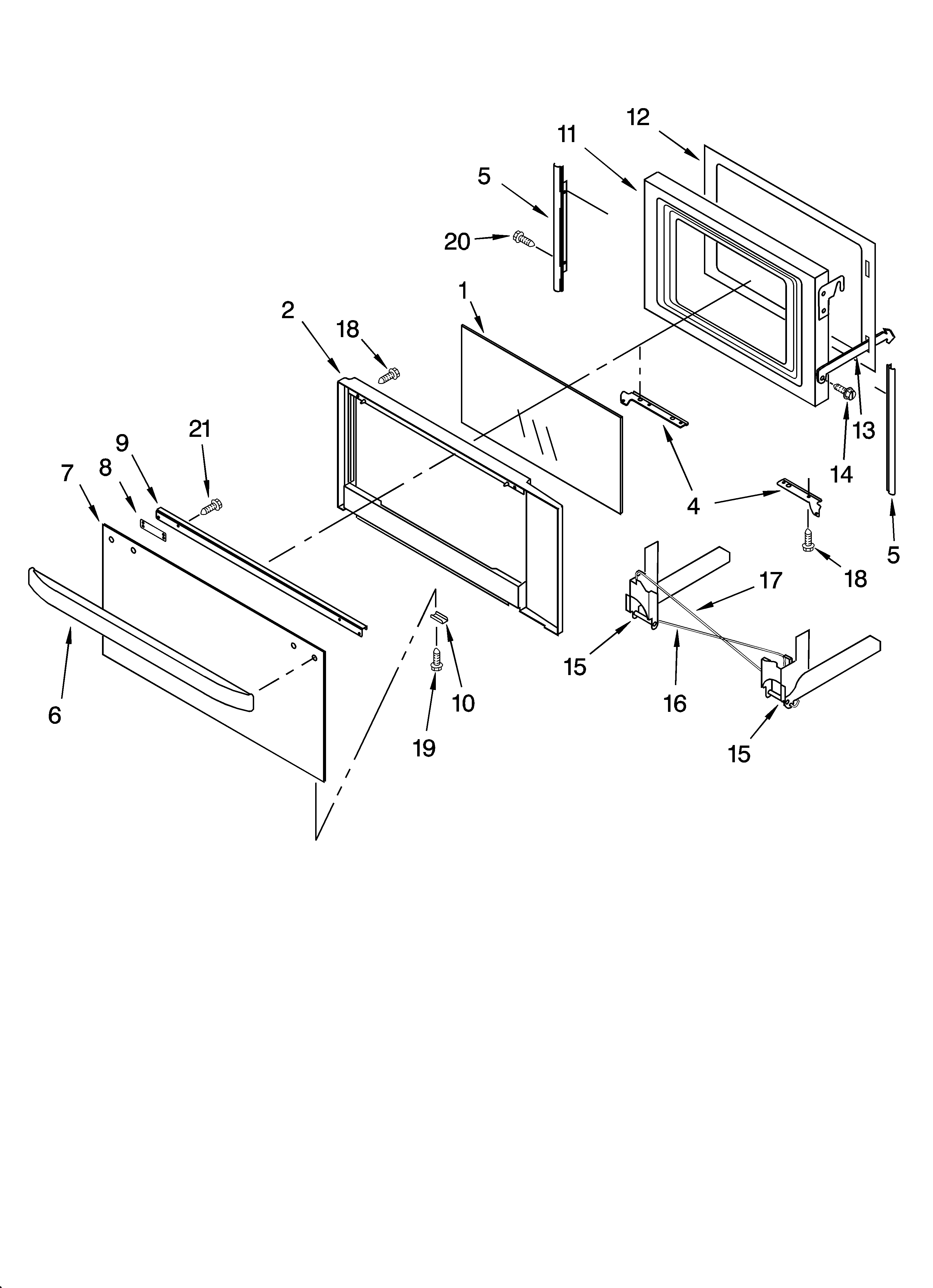 Microwave door parts, optional parts