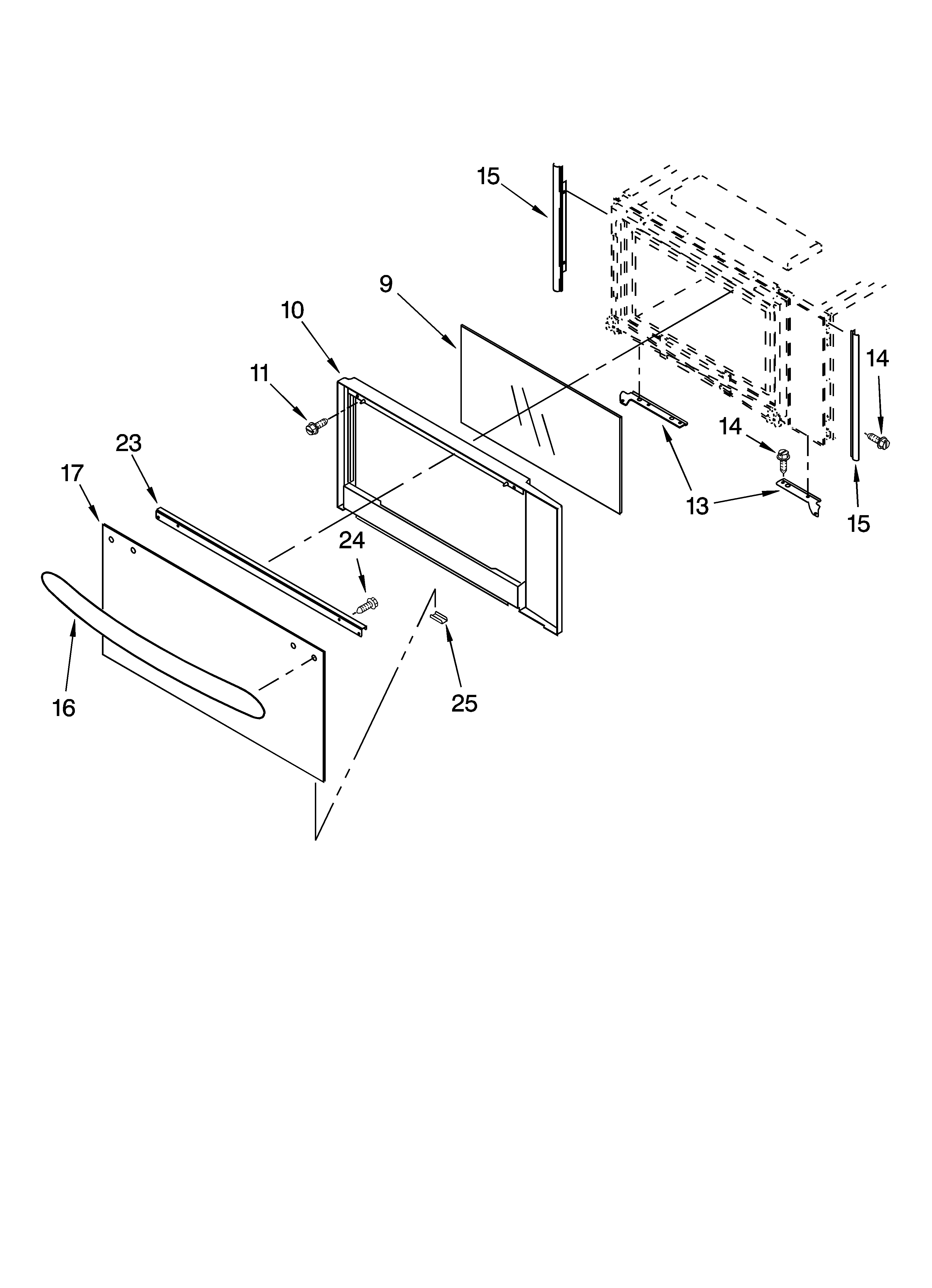 Microwave door parts, optional parts (not included)