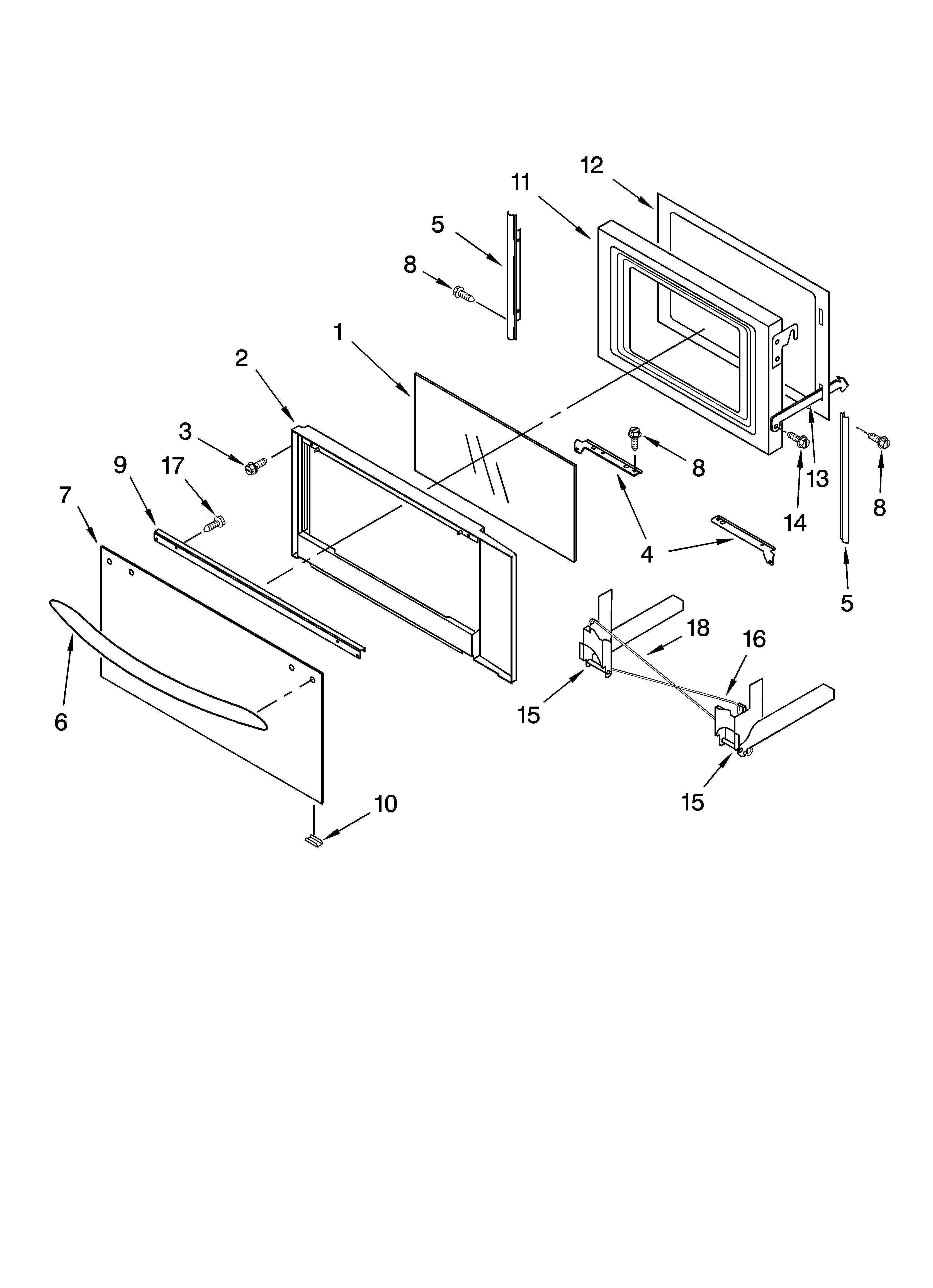 Microwave door parts, optional parts